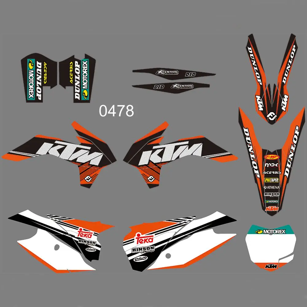 

for KTM 125 150 200 250 300 350 450F SX XC 2013 2014 Full Graphics Decals Stickers Custom Number Name Glossy Bright Stickers