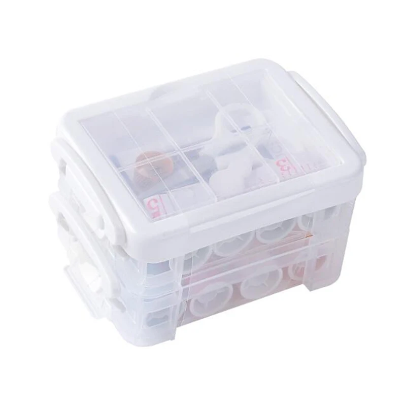Hot Portable Sewing Kits Box Needles Tape Measure Thread Spools Scissor With Storage Box Practical Hand Sewing Tools - Цвет: White