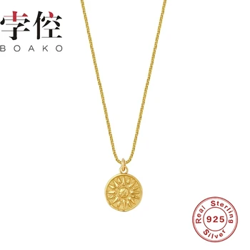 

BOAKO Sun Flower Necklace For Women 2020 Style Jewelry 925 Sterling Silver Collier Chain Choker Necklace Collares Bijoux Collar