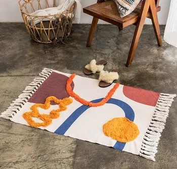 

Cotton carpet, modern Scandinavian geometric carpet, home, living room decoration, floor mat, hotel decoration, 60x90 cm
