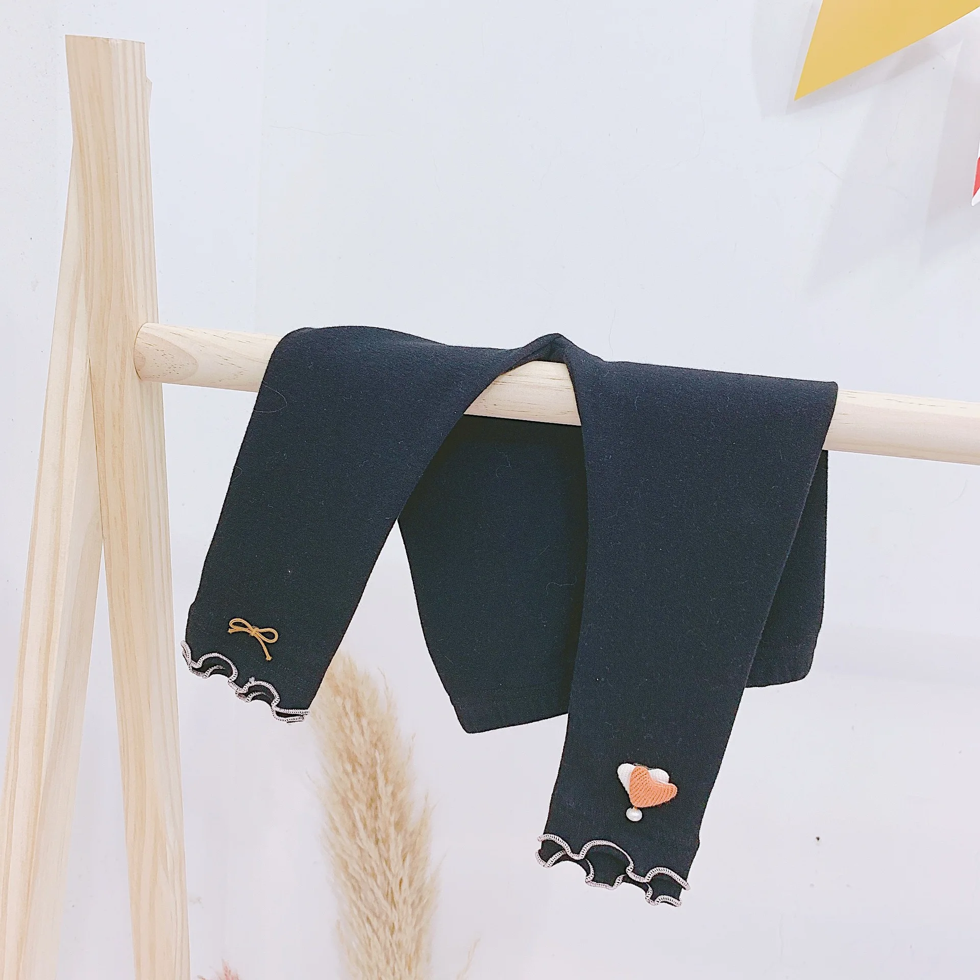 Baby Girl Clothes Autumn New Girls Leggings Kids Girls Cute Thin Cotton Pants Toddler Casual Trousers Baby Leggings 1-4Y - Цвет: Черный
