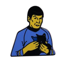 Spock Holding a Black Cat enamel pin Star Trek character brooch