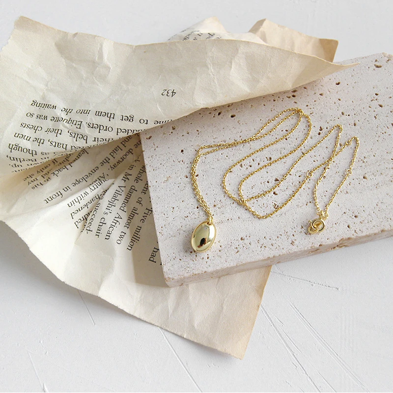 Peri'sbox 925 серебро полированное ожерелье геометрическое эллипс минималистичное ожерелье s твердое Золотое Очаровательное ожерелье для женщин
