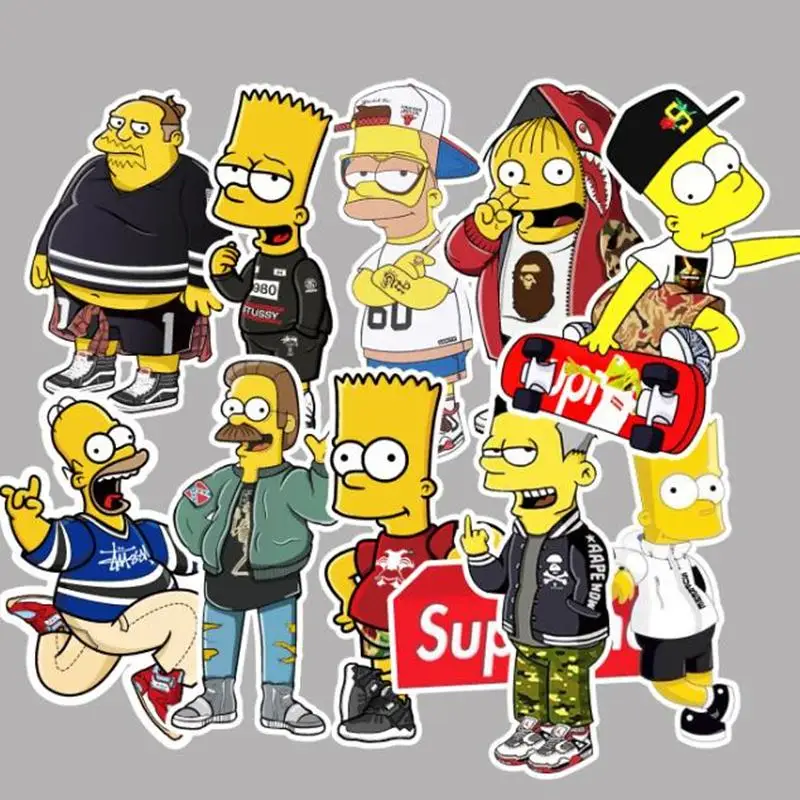 50 шт. мультфильм Симпсоны наклейки s для DIY ноутбук багаж автомобильный Декор аниме Наклейка на скейтборд телефон игрушка на холодильник наклейка s