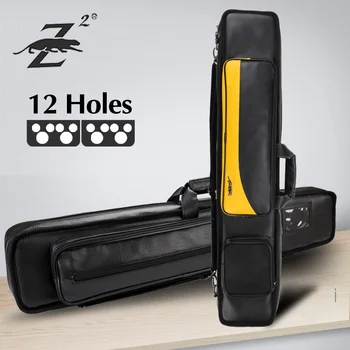 

PREOAIDR Cue Case 12 Holes Large Capacity Pocket(8 Shaft+4 Butt) Leather Fabric Pool Stick Carrying Bags Billiards Accessories