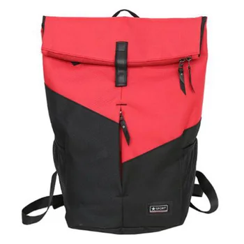 

Fashion Canvas Roll Shoulder Bag Color College Student Bag Large Capacity Travel Sports Backpack Red