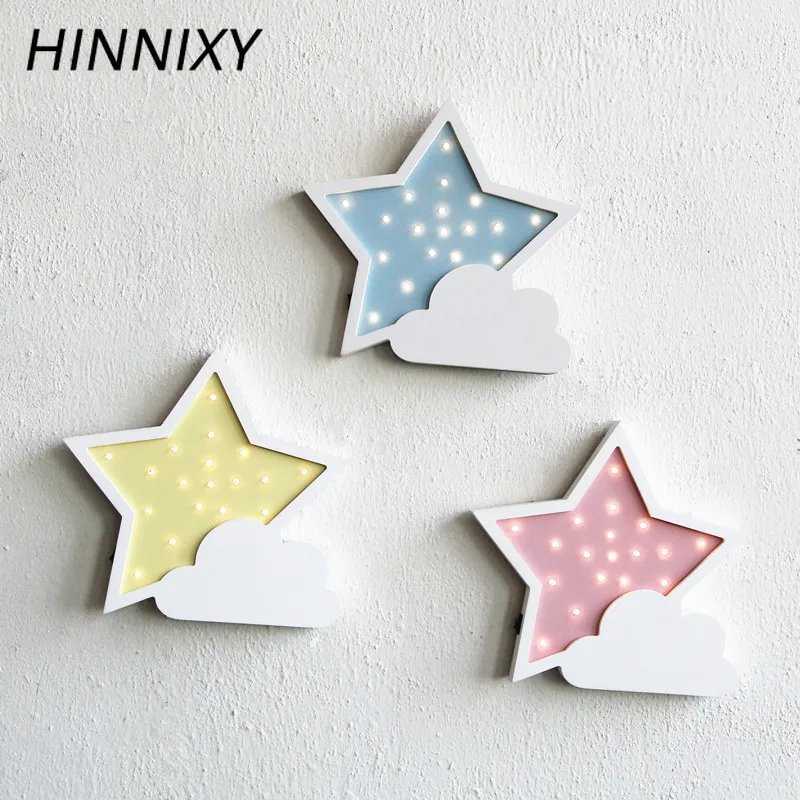 Hinnixy карамельный цвет деревянный ночной Светильник s Crown автобус звезда луна лампа Настенный подвесной стол украшения для спальни домашний Декор Светильник