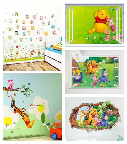 

Winnie the Pooh Tigger cartoon wall stickers for children's room decoration removable wall sticker pvc art wall sticker mural