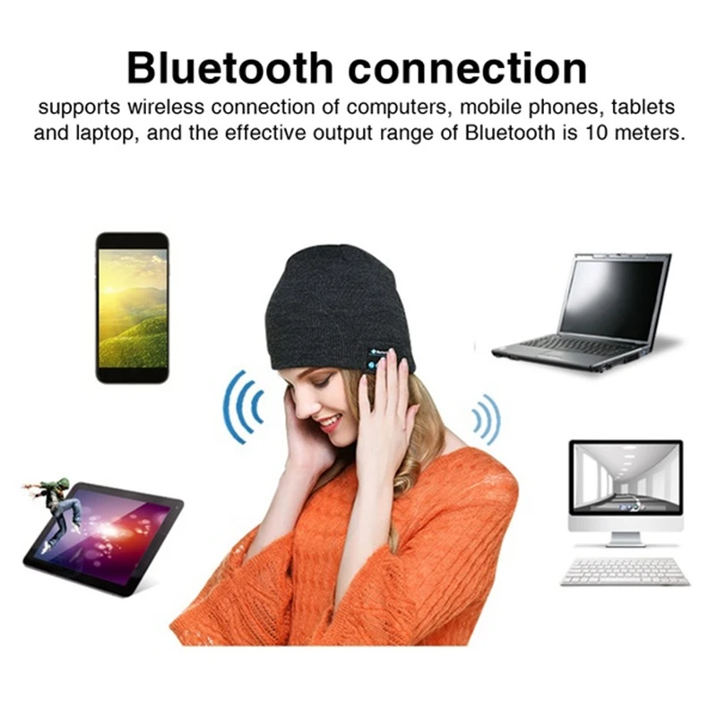 Bluetooth Music Soft Beanie Hat with Stereo Headphone Headset Speaker Wireless