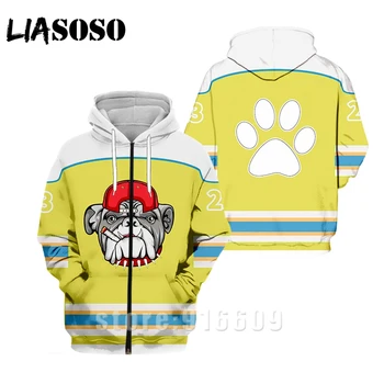 

New Design Women Men 3D Print Animal Bulldog Hoodies Cosplay Jacket Sweatshirt Anime Harajuku Hoodie Hip Hop Dog Zipper Hoody