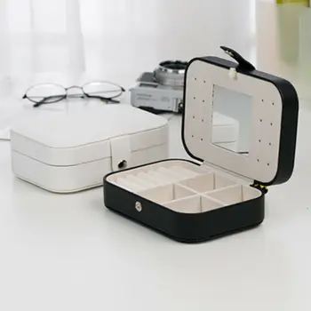 

2020 Bedroom Rings Earrings Box Pocket Portable Jewelry Storage Case Travel PU Leather Display Necklace Hair Accessories Holder