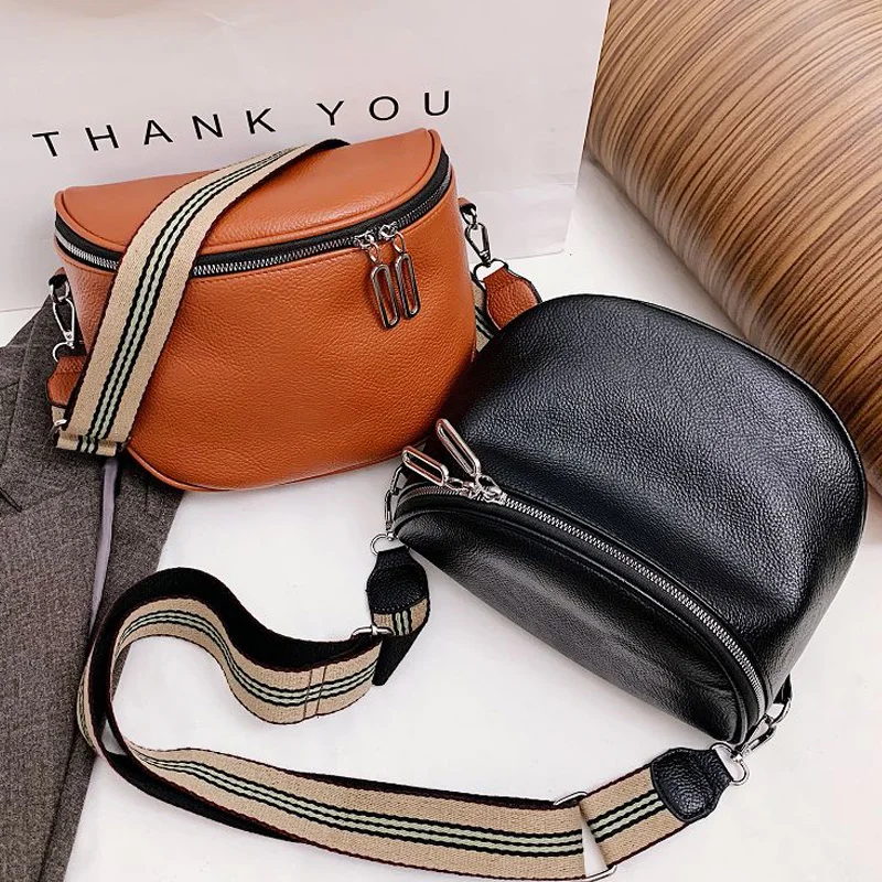 Bolso cruzado semicírculo de cuero sintético para mujer, bandoleras de piel suave, de diseñador, 2021