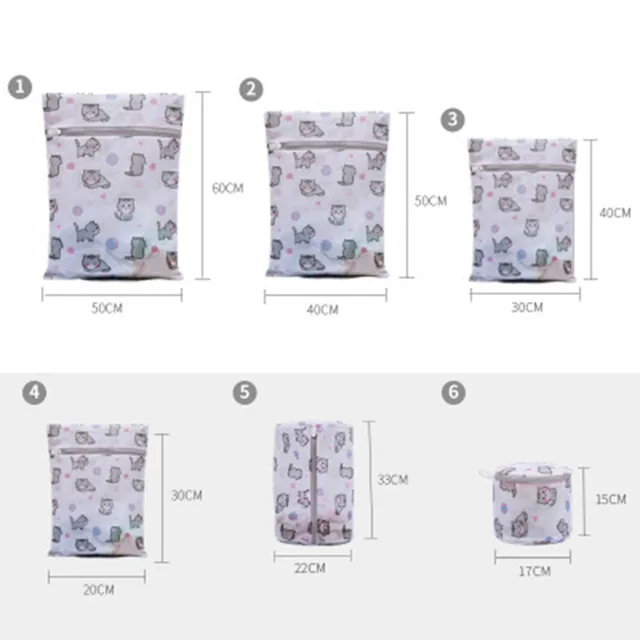 Aranyos Nyomtatott Mosó Táska Háztartási Ruhák Védelme Szép Rajzfilmmosó Nettó Táskák Gépen - Image 5