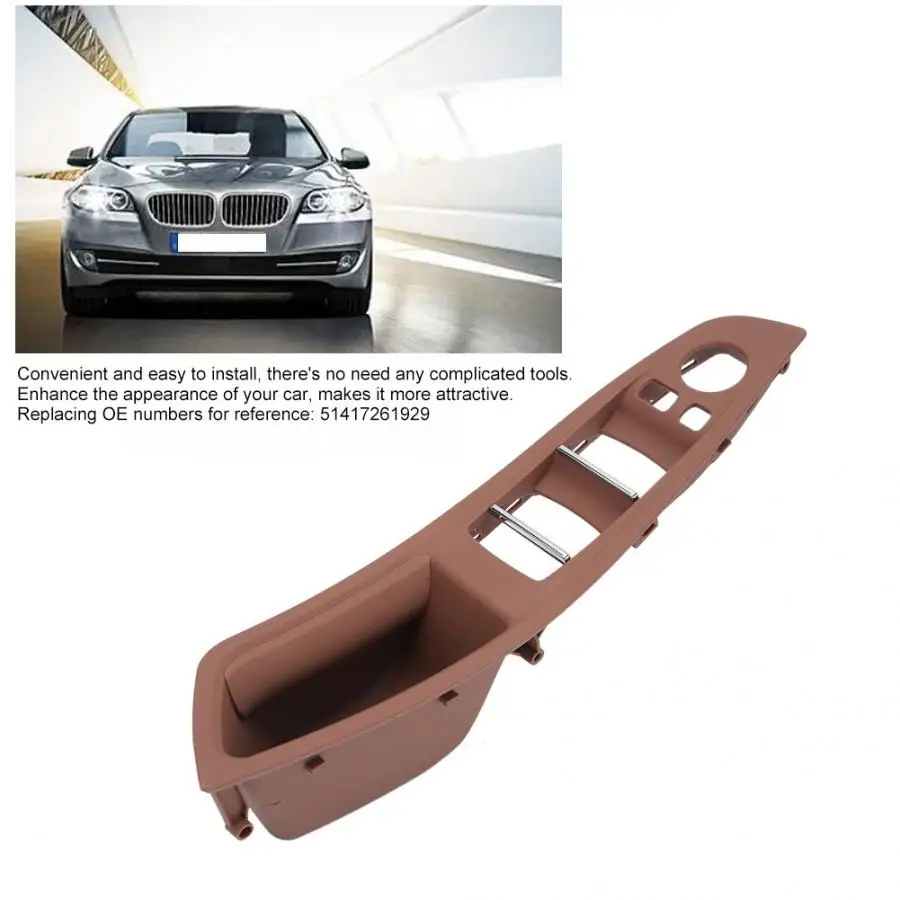 51417261929 Front Left Door Handle Window Switch Control Panel Trim Fit for 520d 2010 2011 2012 2013