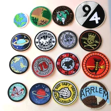 Милый круглый значок НЛО вышитые железные нашивки для одежды DIY полосатая одежда Лоскутные наклейки для детей пользовательские значки