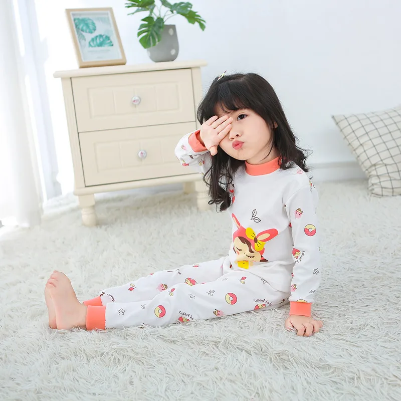 Baby Boys Girls Pajamas Sets Cartoon Print Cotton Boys Sleepwear Autumn Spring Winter Long Sleeve Tops+Pants 2pcs 2-7 Years Old