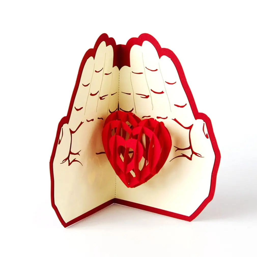 3D всплывающие поздравительные открытки подарок на день рождения карты красное сердце фестиваль открытка Винтаж приглашение свадьба любовные письма сообщения