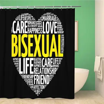 

Bathroom Shower Curtain Accept Bisexual Word Cloud Collage Heart Behavior Bisexuality Choice 72x72 inches Waterproof Bath