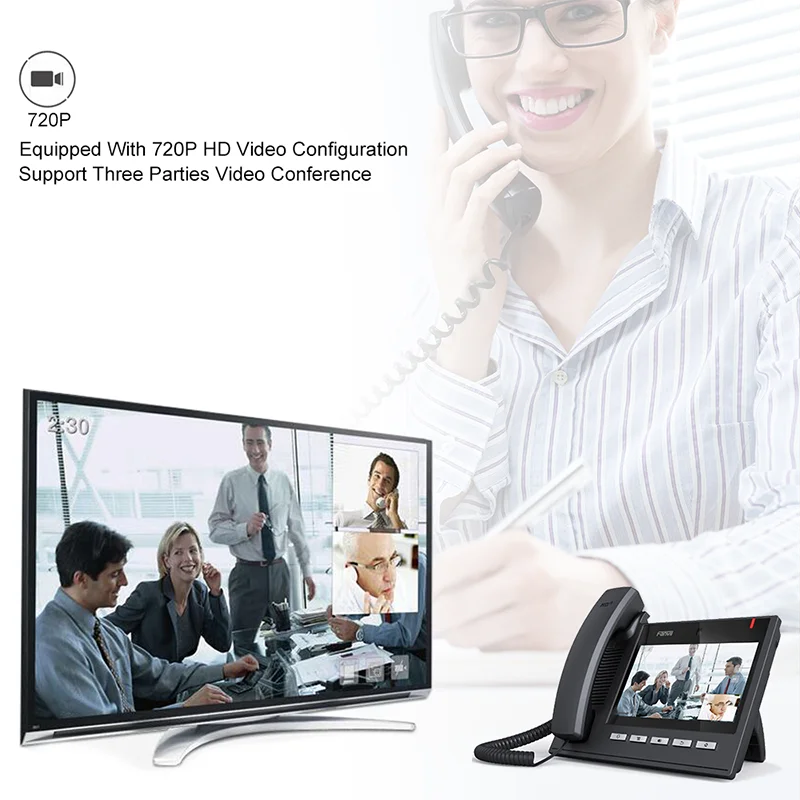 Fanvil C600 высокого класса IP телефон Смарт видео IP телефон 720P HD видео Поддержка три стороны видео конференции стационарный беспроводной телефон