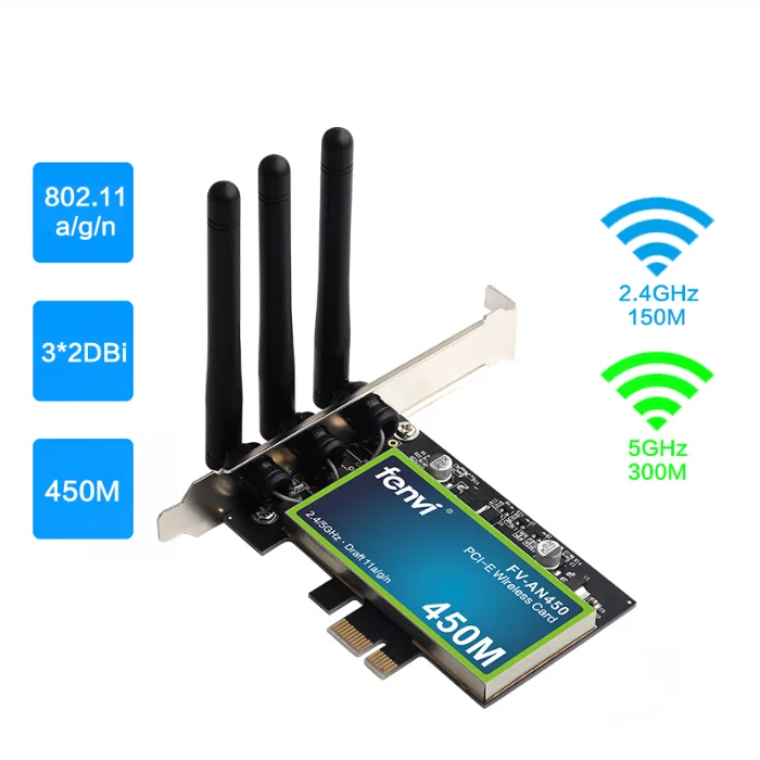 Двухдиапазонный 450 Мбит/с PCI Express Wi-Fi адаптер PCI-E сетевая карта с 3 антеннами 2 4 ГГц/5