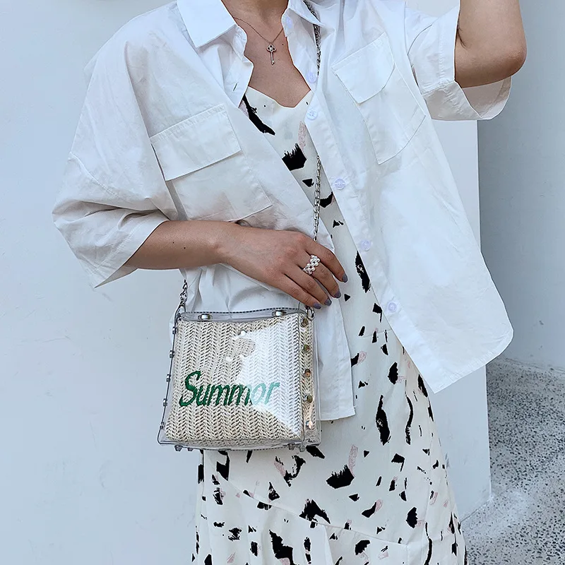 

Summer Hipster Bag WOMEN'S Bag 2019 New Style Korean-style-Style Crossbody Bag Chain Transparent Gel Bag