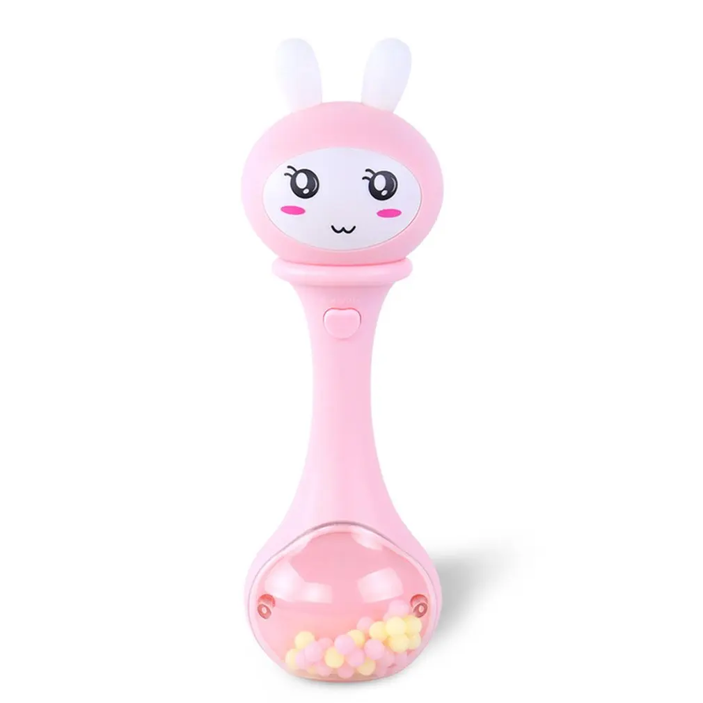 Baby Bunny Music Play Hand Bells Electronic Rattle Toy Cute Bunny Plastic Musical Instrument Toy BPA Free Battery Operated Toy