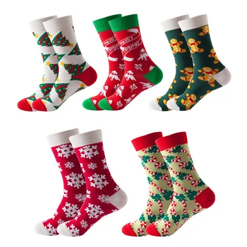 

Christmas Stockings Women Cartoon Funny Cute Snow Gift Tree Patchwork Warmth High-quality Cotton Socks Female New Year Happy Pop