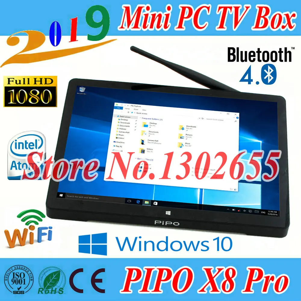 Смарт мини ПК Tv Box Pipo X8 Pro X8S Dual OS TV 7 дюймов экран дисплея Windows 10 Intel четырехъядерный 2