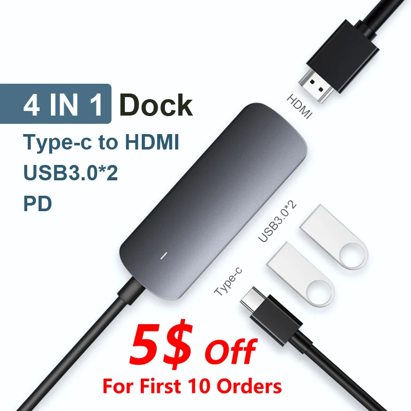 Usbc To Usb3.0 Hdmi Pd Charging Typec Hub Docking Station Multi Dock