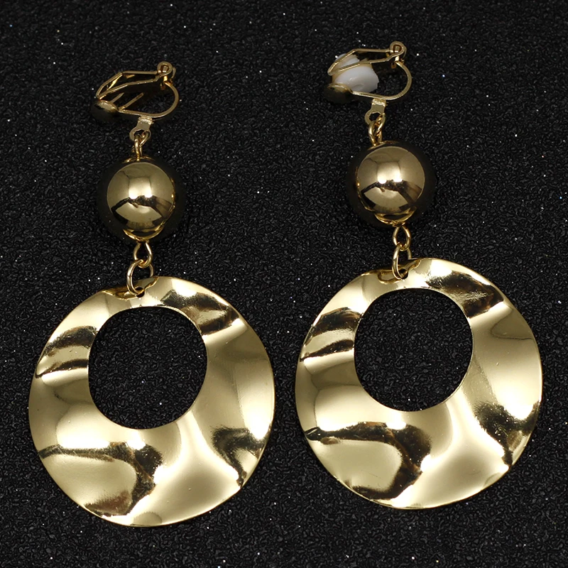 Irregular Metal Clip On Earrings Without Piercing Geometry Round No Ear Hole Earrings Simple Style Earring Jewelry CE381