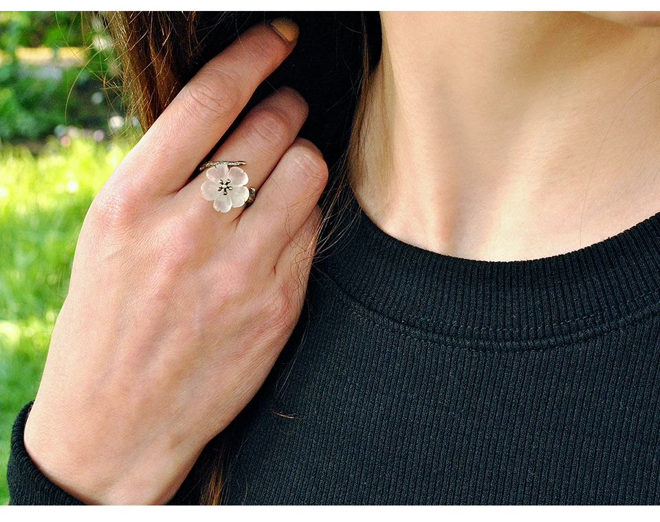 Crystal Bloom Ring worn