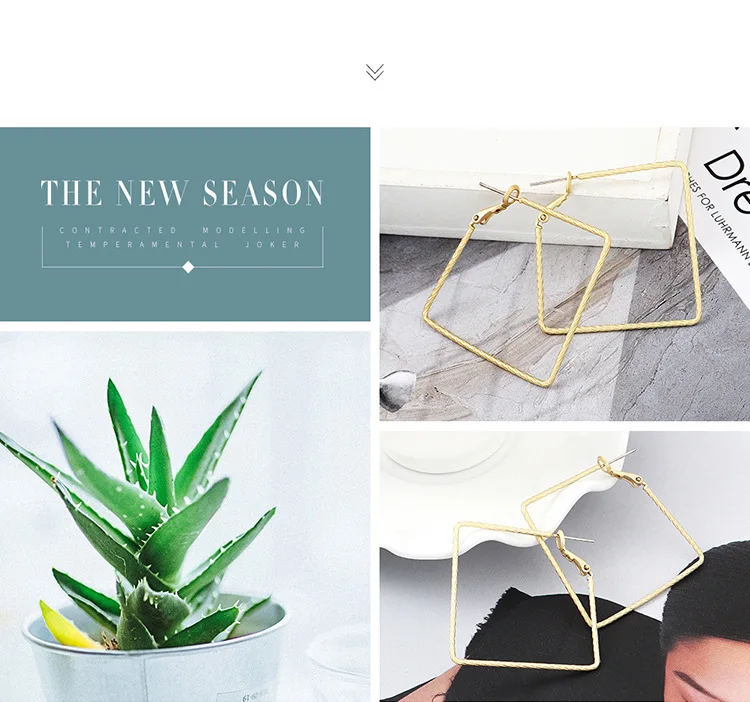 Real Oorbellen Aros Dumb Earrings Celebrity Square Street Snap Fashionable Eardrop Exaggerated Minimalist Women Brincos