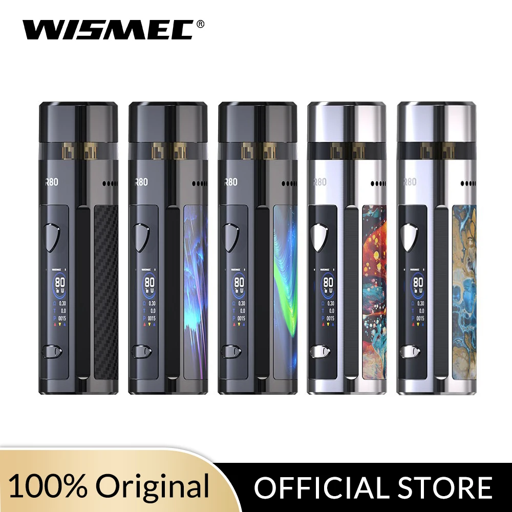 Original 80W Wismec R80 kit 4ml Cartridge use Single 18650 battery 0.3ohm Mesh and 0.8ohm Nicr Coil Electronic Cigarette