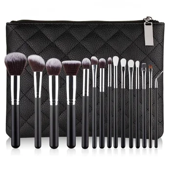 

15pcs Black Makeup Brushes Set Classic Power Brush Make Up Beauty Tools Soft Synthetic Hair Leather Case