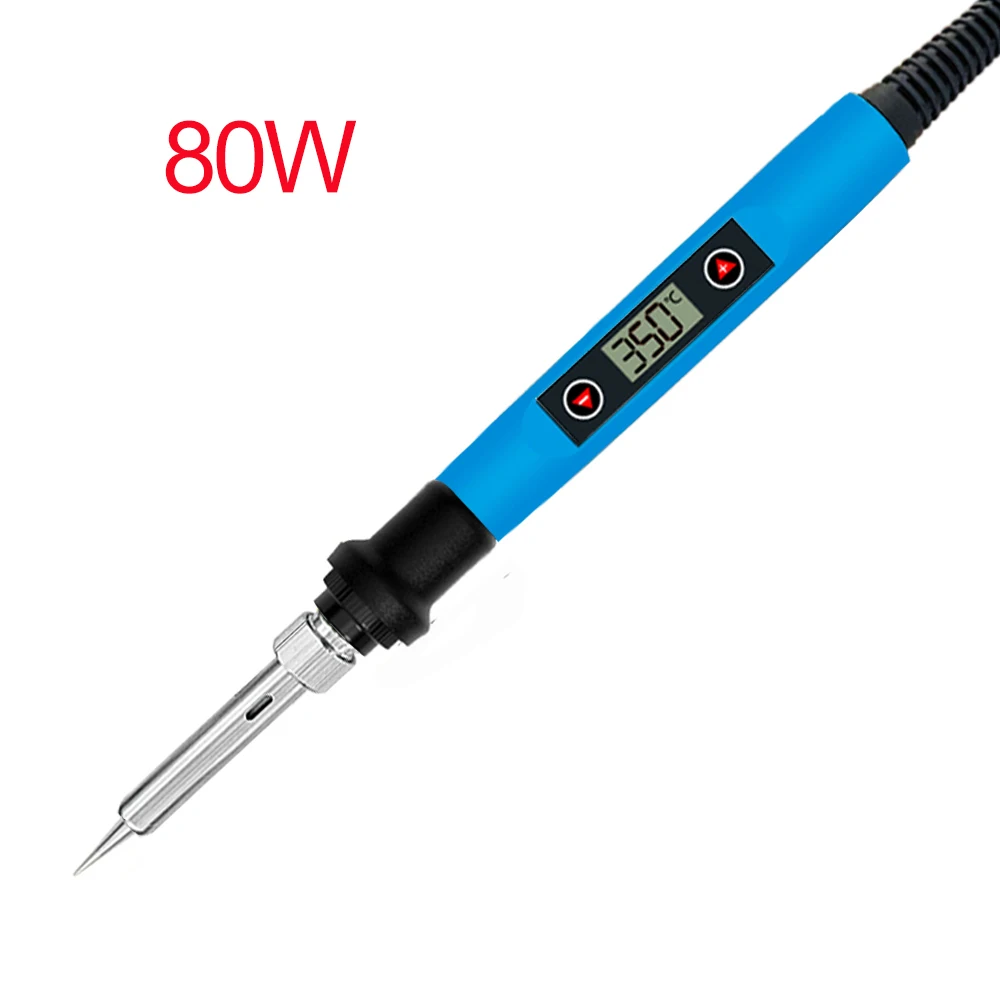Electric Soldering Iron 60/80W Digital Temperature Adjustable Set With Tips Stand Tin Wire