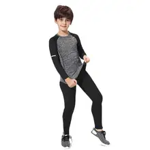 Новое детское термобелье, комплект для бега, теплое функциональное компрессионное трико, быстросохнущие флисовые подштанники для мальчиков, комплект из рашгарда