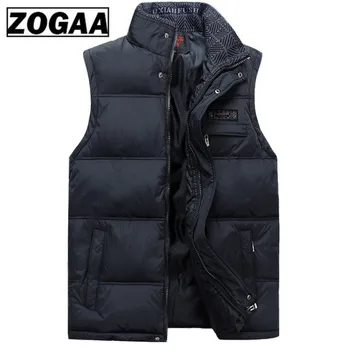 

ZOGAA Men's Sleeveless Parka Vests Homme 2020 Winter Casual Coats Male Cotton-Padded Warm Vest Thick Waistcoat Plus Size 4XL