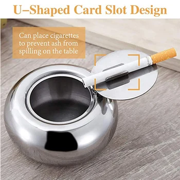 

Modern Stainless Steel Tabletop Cigarette Ashtray with Lid