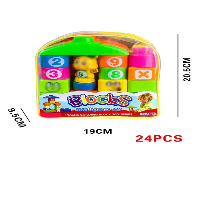 

New Style Children Early Education ENLIGHTEN Plastic Backpack Building Blocks Infants Intelligence Fight Inserted Amusement Park