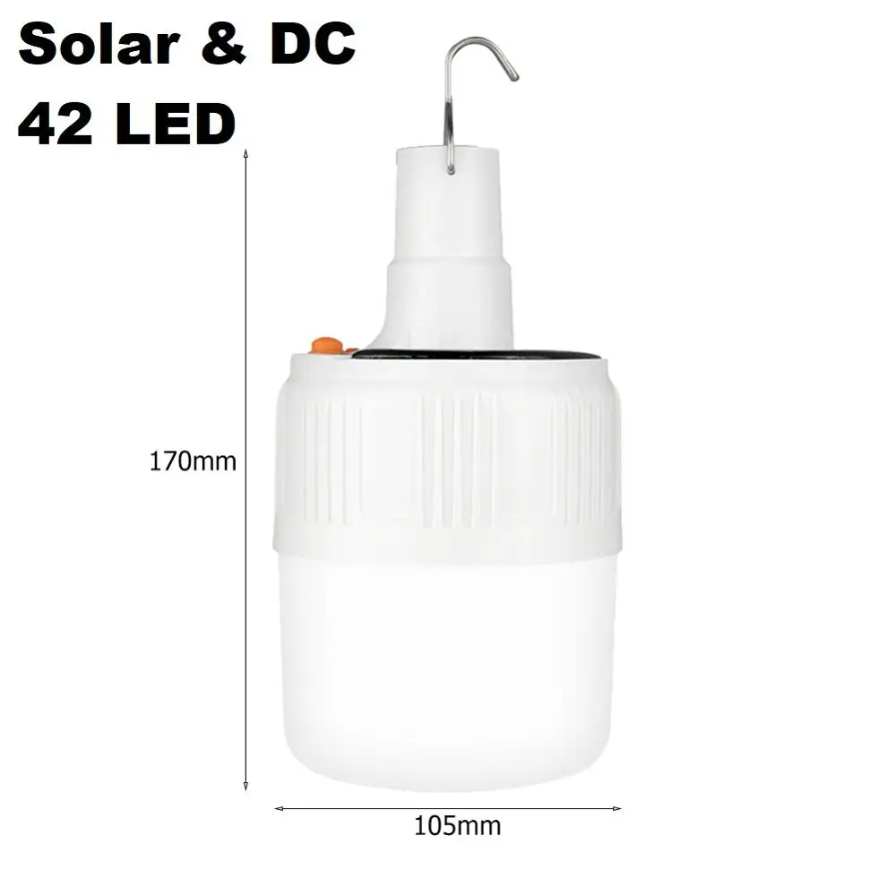 solar-DC 42LED Портативный фонарь палатка Солнечный походный светильник подвесной светильник с крюком Открытый светильник ing Солнечный перезаряжаемый светодиодный светильник лампа вспышка светильник - Мощность в ваттах: solar-DC 42LED