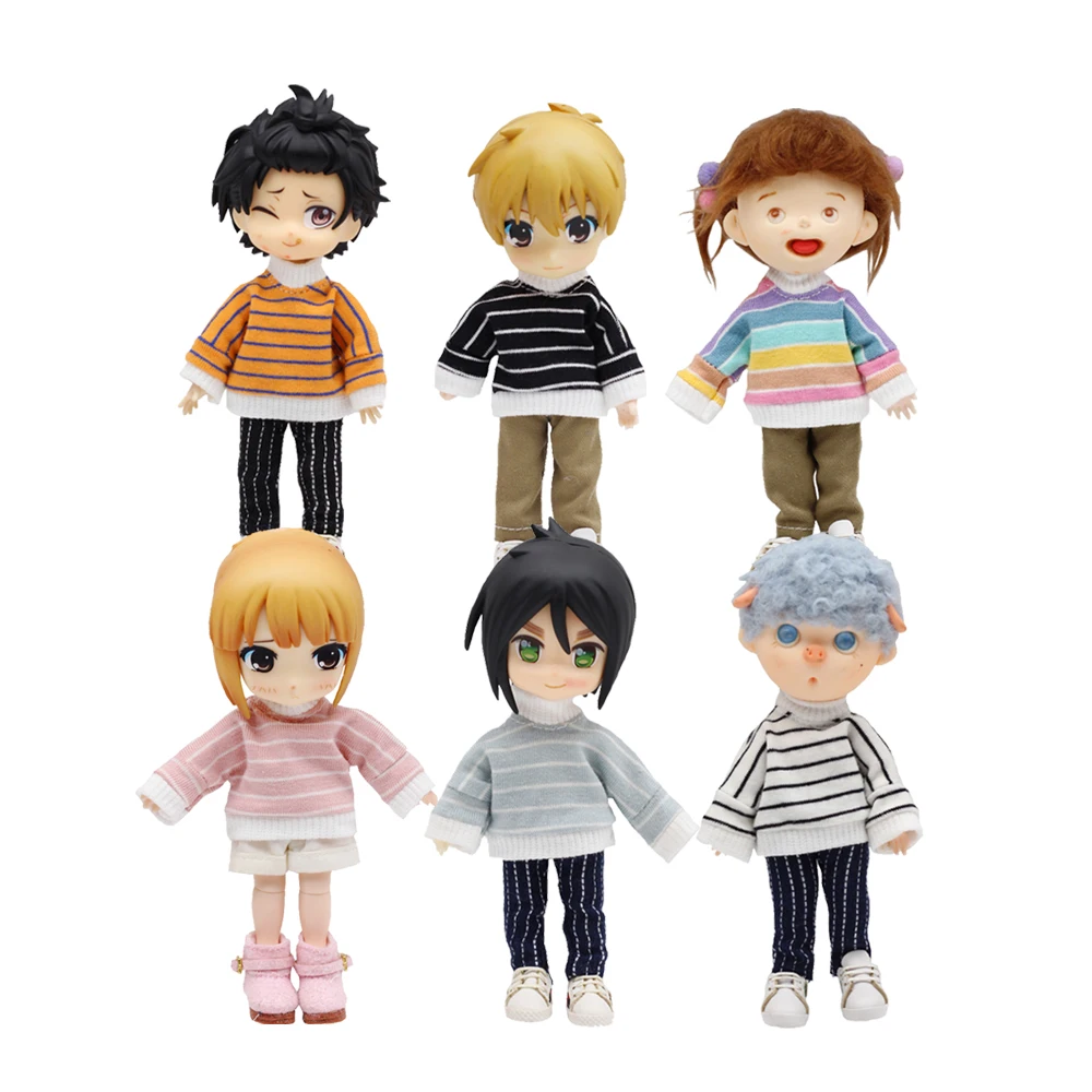 New 1/12 bjd Doll Clothing Stripe Long Sleeve T-shirt for ob11,obitsu11,Mollys,GSC,DOD doll accessories clothes