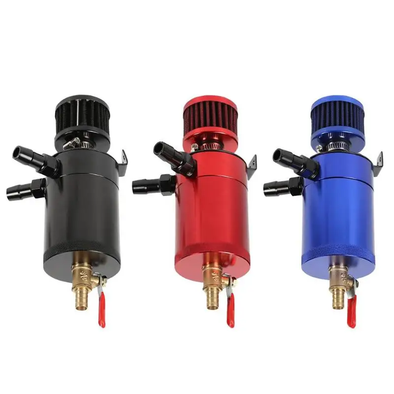 

Universal Aluminum Alloy Oil Catch Keep Engine Clean Service Life Of The Motor Can 2-Port with Breather Filter and Drain Valve