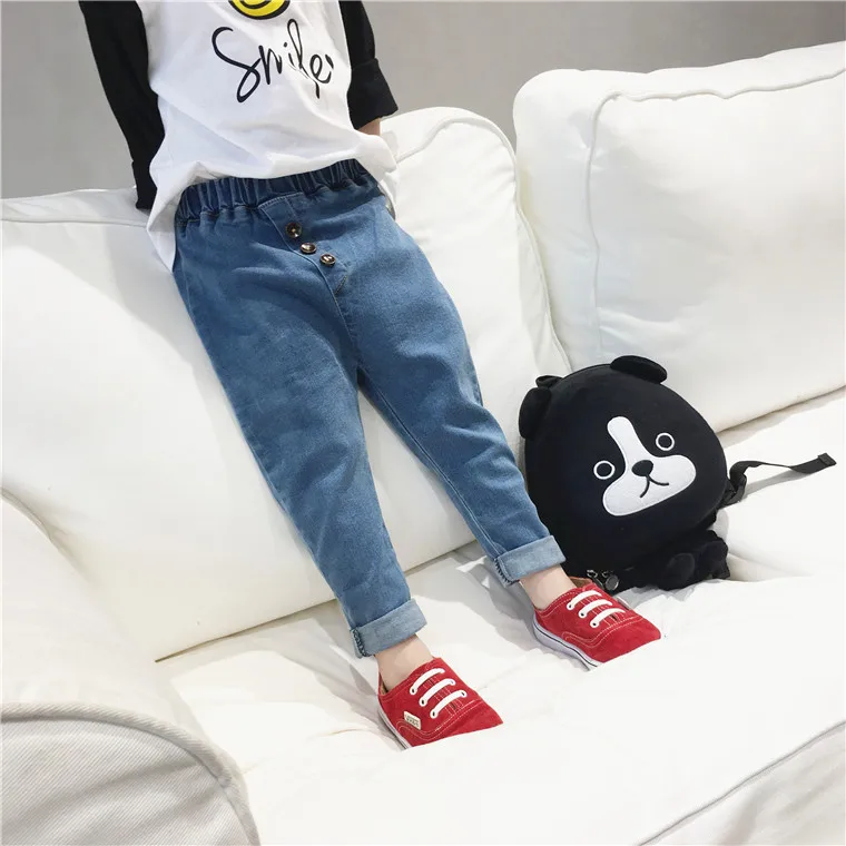 Childrenswear Autumn Crawler Children Cotton Jeans Men And Women Children Three Buckles Korean-style Cowboy Fashion Pants