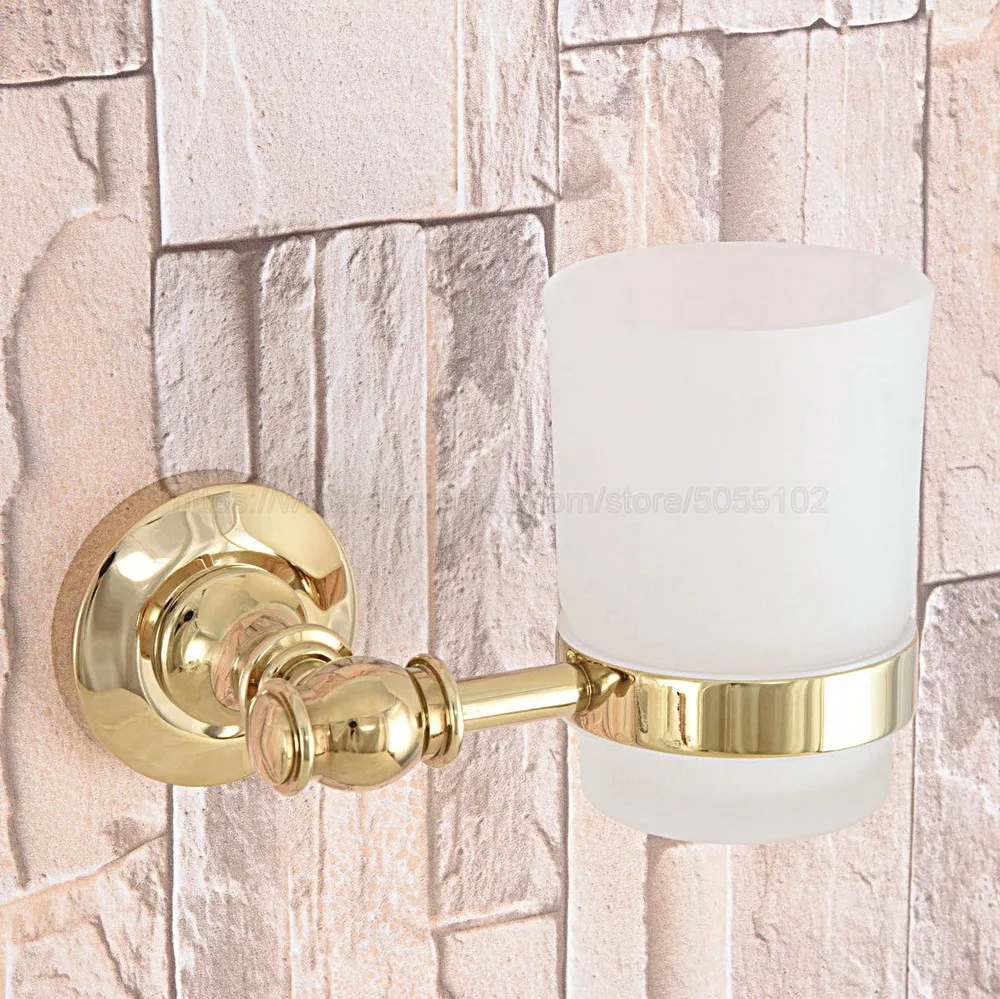 Wall Mounted Cup &amp Holders Gold Color Brass Cups Toothbrush Holder Bath Hardware Sets Single zba309 | Обустройство дома