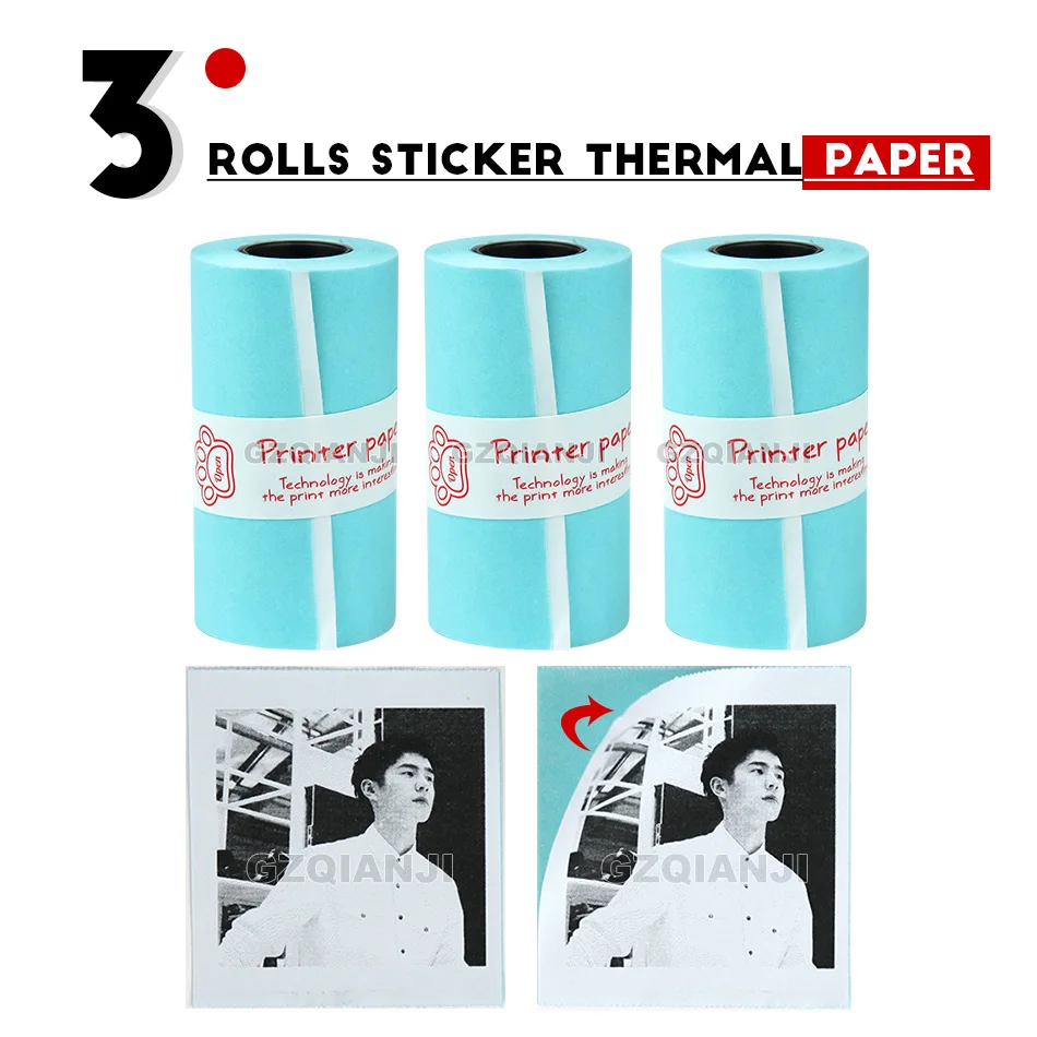 3 Rolls Sticke Paper 57x30 мм Термочувствительная Тепловая фото наклейка бумага для GZM5804 Peripage мини Карманный фотопринтер высокое качество стикер бумага - Цвет: 3 Rolls Sticke Paper