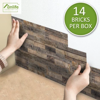 

Funlife® AMERICAN STYLE 14pcs Natural Wood Backsplash Tile Decals Floor Sticker Fireplace Waterproof Bathroom Home Decor