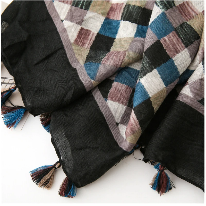 Fashion Women grid Scarf Long size 180x90cm Cotton scarves Winter Lady Scarves Soft Shawl Wrap Scarf Elegant for Christmas  (23)