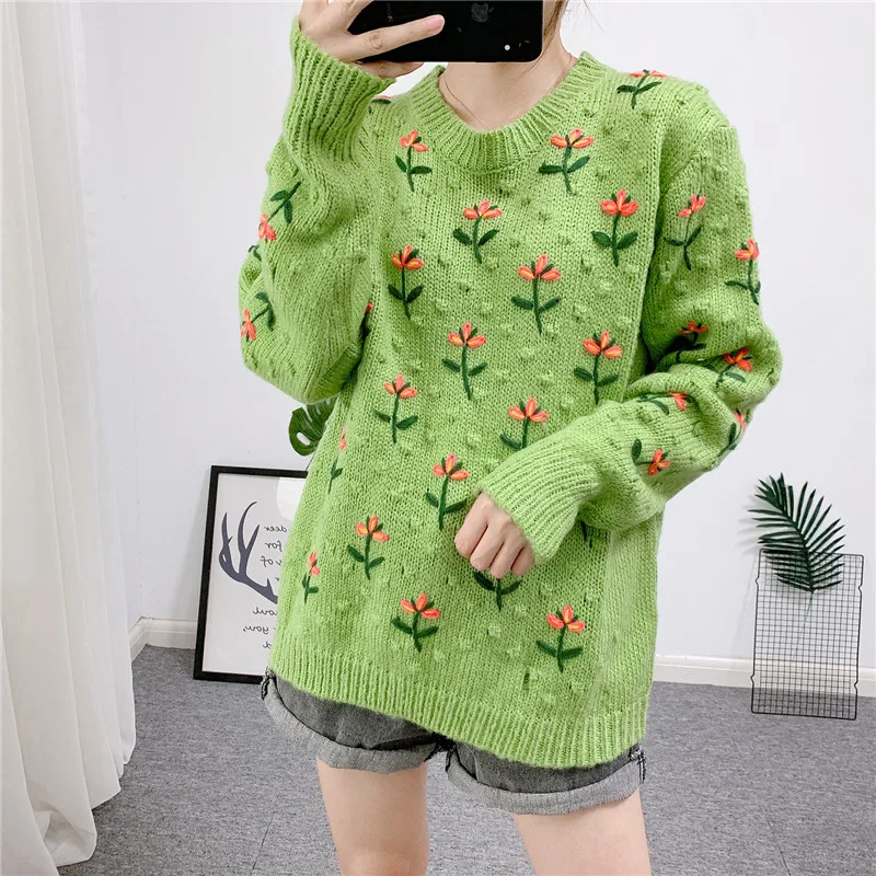 Best Price 2019 new women fashion sweaters Hand hook three-dimensional flower versatile pullover sweater Best Price 2019 new women fashion sweaters Hand hook three-dimensional flower versatile pullover sweater