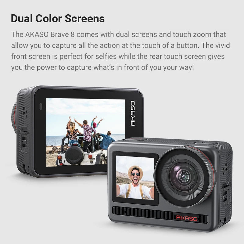 New ! AKASO Brave 8 4K60fps 48MP Action Camera SuperSmooth Vlog Camera 8K Time-Lapse Waterproof Action Camera Dual Screen