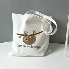 Модная литературная Ретро сумка-тоут с принтом "Ленивец", холщовые сумки, простая сумка для покупок, женская классическая сумка-тоут